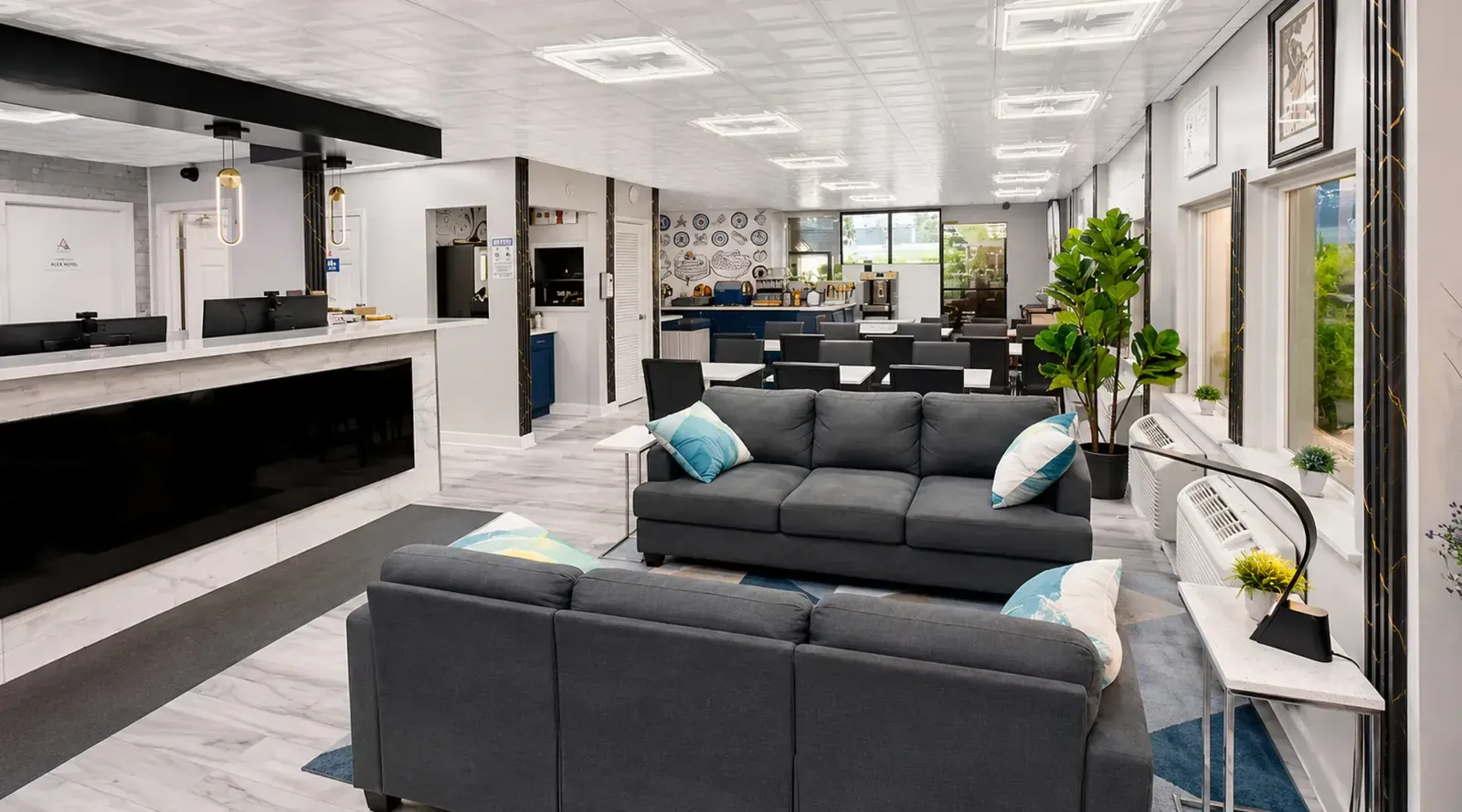 Welcoming lobby at Lx Hotel Manchester TN with comfortable seating and modern decor